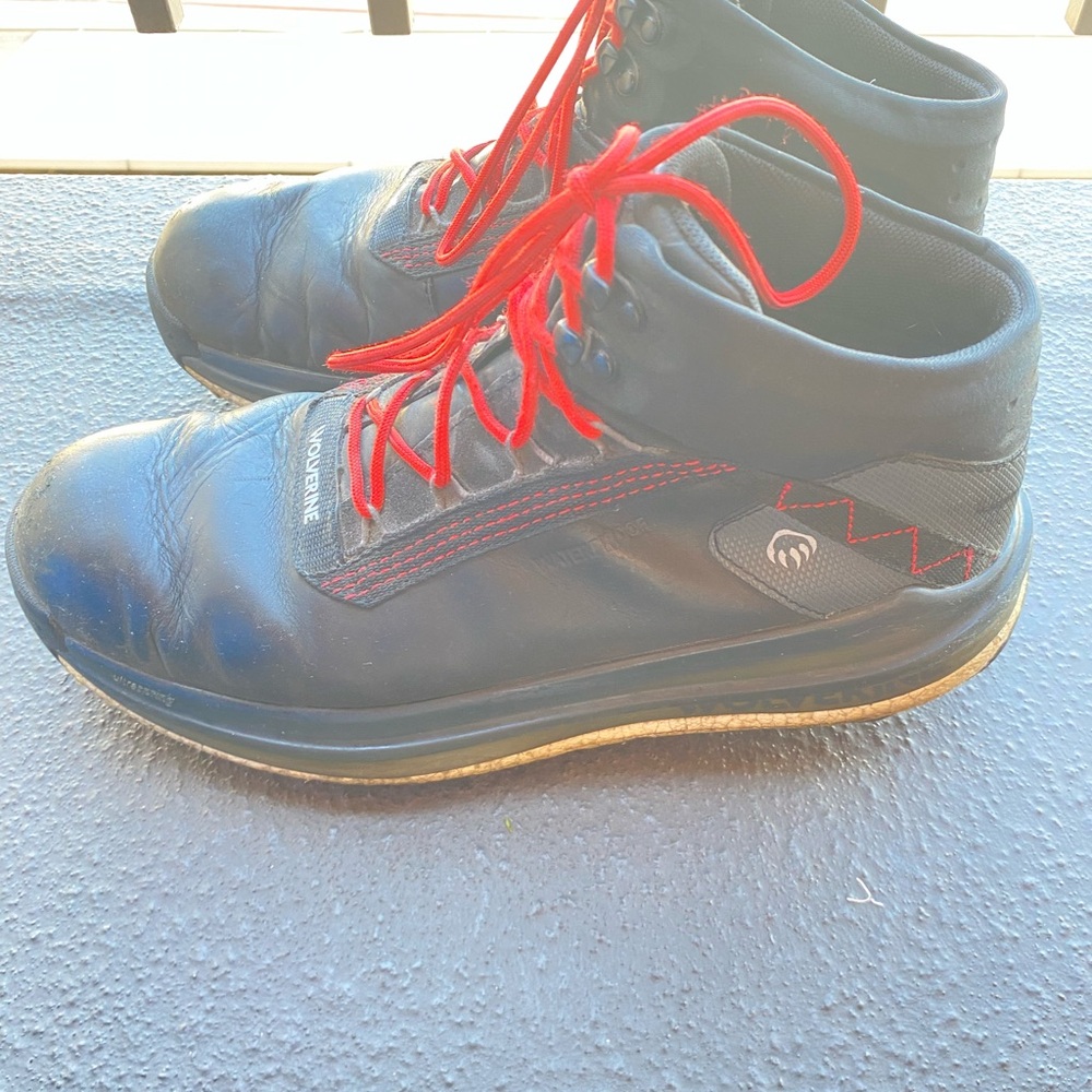 Wolverine Conquer Ultraspring Waterproof Hiking Black Work Boots Red Mens 10M